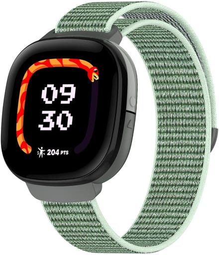 By Qubix - Compatible Fitbit bandje - Geschikt voor fitbit Ace LTE - Nylon loop band met klittenbandsluiting - Groen
