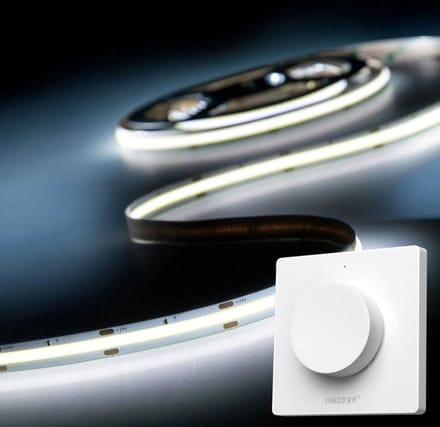 LED Strip COB - 10 Meter - Complete Set - 6000k - Koud Wit - 24V - 480LED/m - Met Draadloze Mi-Light(MiBoxer) wanddimmer(Wit)