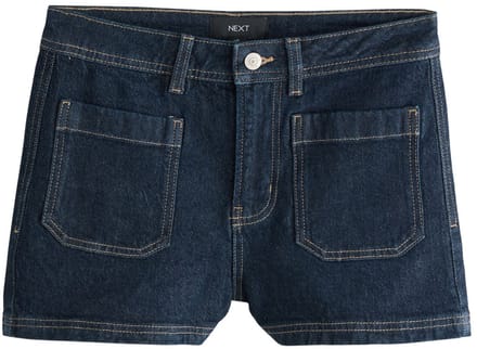 Next - Dames - Denim minishort met opgestikte zak - Blauw