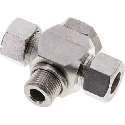 15L & G1/2'' RVS T-Draaidoorvoer Snijringkoppeling Buitendraad 315bar ISO 8434-1