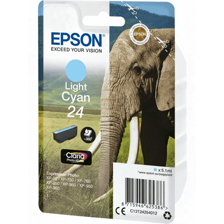 Epson Elephant singlepack lichte cyaan 24 Claria Photo HD inkt