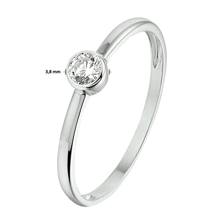 The Jewelry Collection Ring Zirkonia - Witgoud