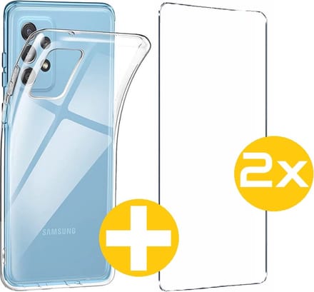 Hoesje en Screenprotector Combi Geschikt Voor Samsung Galaxy A53 5G - Transparant Hoesje + 2x Screenprotector