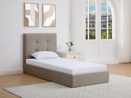 Vente-unique Bed met opbergruimte stof taupe 90 x 190 cm