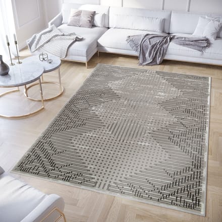 Tapiso Crystal Vloerkleed Grijs Lijnen 3D Effect Kleed Tapijt Maat- 80x150
