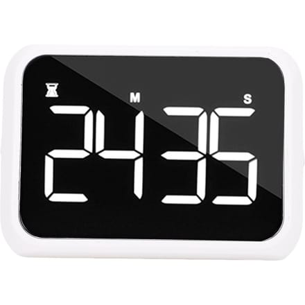 Digitale Timer 4 Inch LED-scherm Instelbare Helderheid en Volume Magnetische Count Down Up Timer voor Studie Koken Fitness wit
