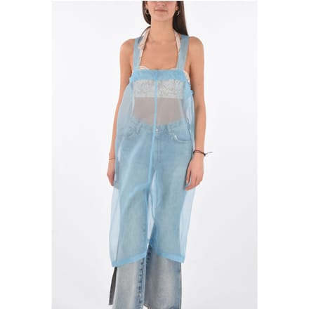 MM0 doorschijnende mouwloze shiftjurk in blauw