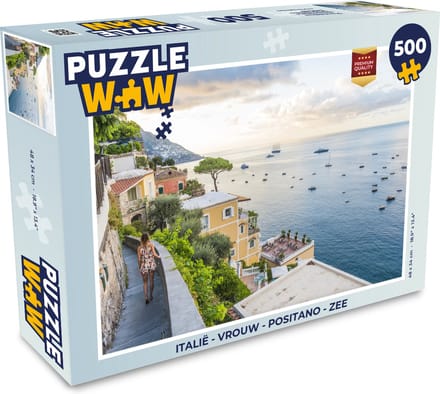 Puzzel Italië - Vrouw - Positano - Zee - Legpuzzel - Puzzel 500 stukjes