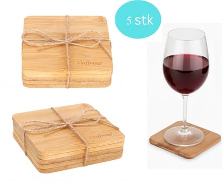 Cheffinger Onderzetter Set - 5-delig - Bamboe