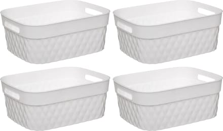 5Five Opbergmand/box van kunststof - 4x - wit - 21 x 27 x 11 cm - 5 liter