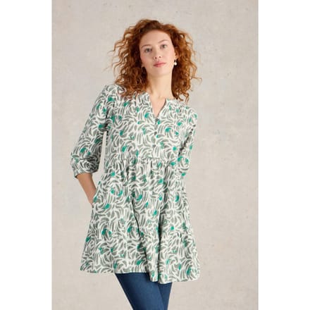 White Stuff Marlie Button Tunic Green Print Taglia: 14 | Abiti in T-Shirt Outlet | Donna | Verde