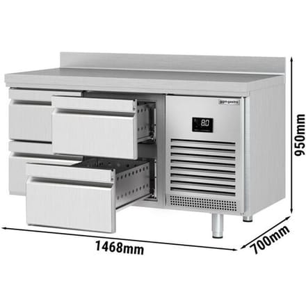 GGM Gastro Kühltisch Premium PLUS - 1468x700mm - 4 Schubladen - Aufkantung