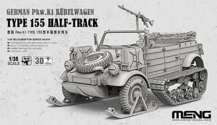Meng Model Modelbouwpakket Auto - MENG VS018 Duitse Pkw.K1 Volkswagen Kübelwagen Type 155 Half-Track - Halfrupsvoertuig Plastic - 1:35 - Modelbouw