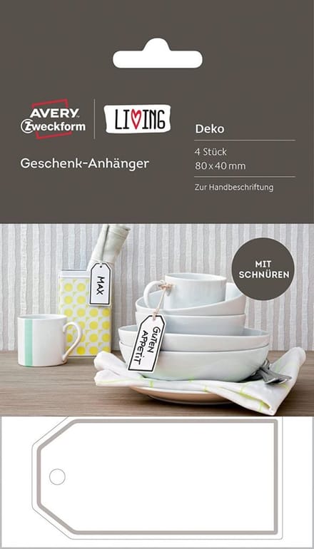 LIVING 4x Cadeaulabels 80x40mm Wit