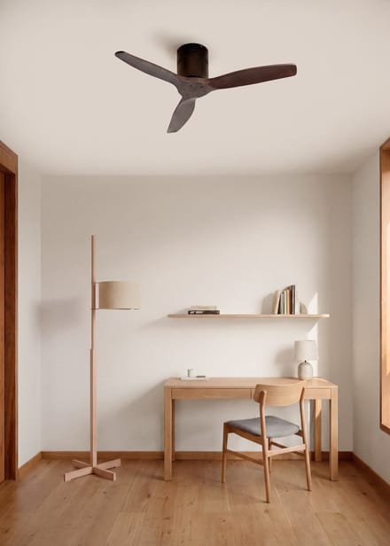 CREATE - Plafondventilator silent 100% hout 40W (Ø112cm) - Geen licht - Afstandsbediening - 6 snelheden - Programmeerbaar - WIND CALM NATURAL WOOD
