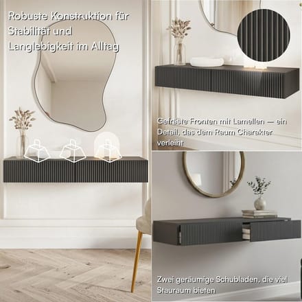 Stijlvolle Make-uptafel met 2 Laden - 110 cm - Zwart
