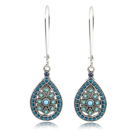 Dames druppel Boho oorbellen zilver turquoise multicolor stenen