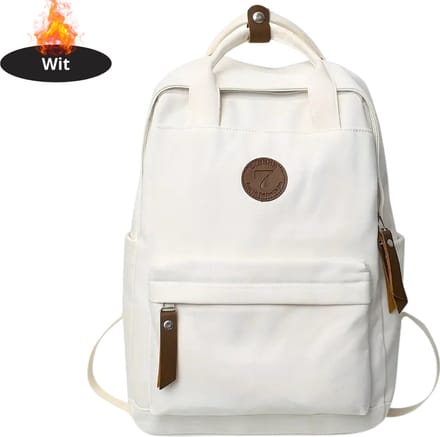 Nivard Rugzak - Dames - Heren - Meisje - Jongens - Backpack - Schooltas - Laptoptas - Creme