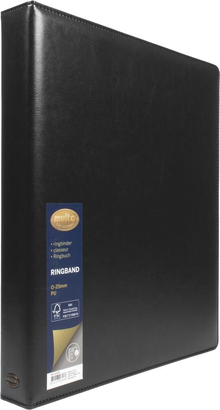 Multo ringband Hannibal - formaat A4 - 23-ring - 25mm ringhoogte - kunstleder - zwart