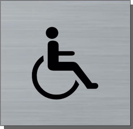 Deurbordje - bordje - Invaliden toilet wc icoon - vierkant met RVS look
