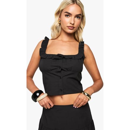 boohoo Dames Katoenen Popeline Crop Top | Black | Maat: 6
