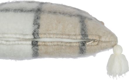 J-Line kussen Pompom - polyester - beige