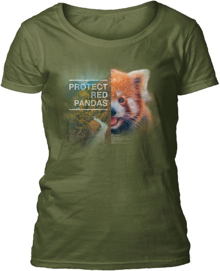 Ladies T-shirt Protect Red Panda Green S