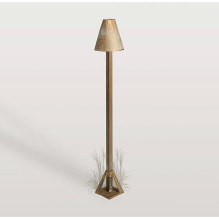 Moretti Luce LED sokkellamp Silva Disk, hoogte 50 cm, antiek messing