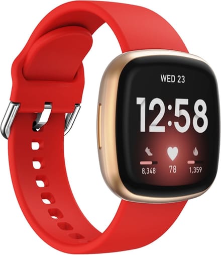Siliconen bandje - geschikt voor Fitbit Versa 3 / Versa 4 / Sense / Sense 2 - rood