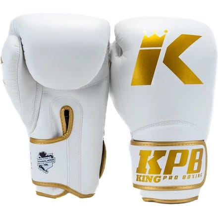 King Pro Boxing Bokshandschoenen - BGK 4 - Microvezel - Wit / Goud 14 oz