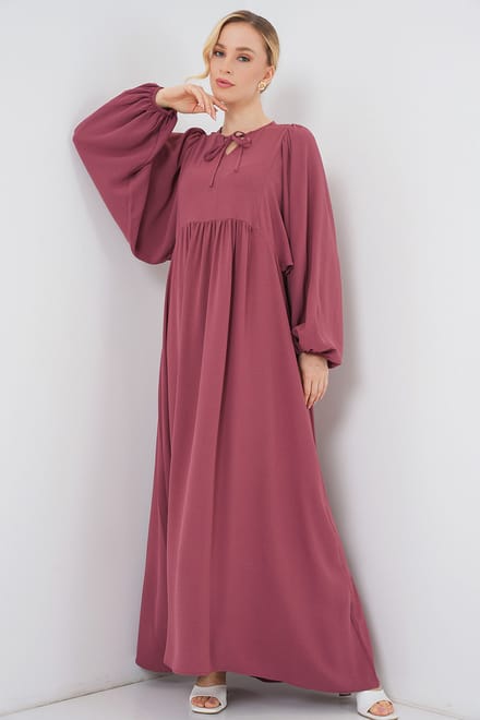 Geweven Patroon Maxi Jurk met Strik