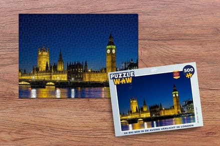 Puzzel De Big Ben in de avond verlicht in Londen - Legpuzzel - Puzzel 500 stukjes