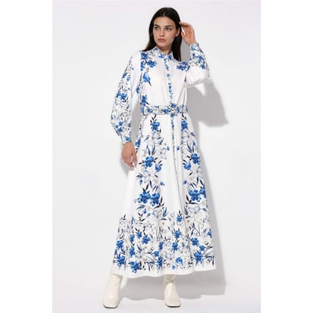 Bloemrijke Maxi Hemdress met Ceintuur