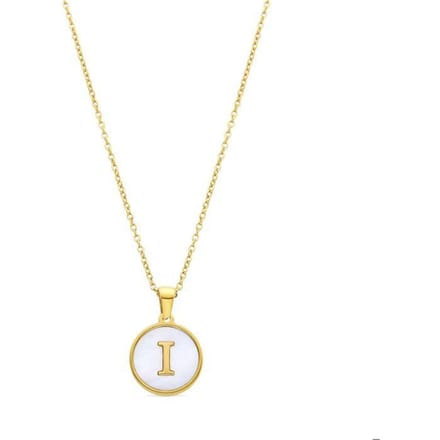 Collier Luxenter en nacre blanche finie en or jaune 18K - Alphabet I beige