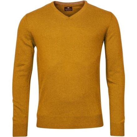 Baileys Trui V-Neck Uni Color Lambswool Oker / male
