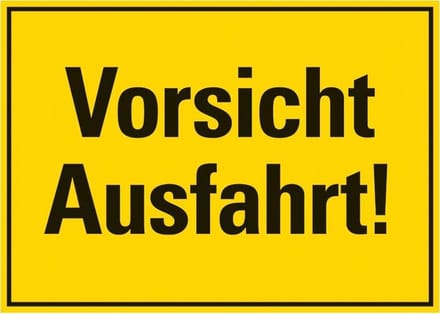 Pickup kunststoff Schild 35x25 cm VORSICHT AUSFAHRT