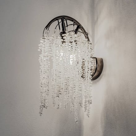 Lucea Druif wandlamp, parelzwart, 2-lamps, kristalglas
