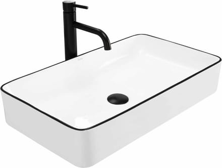 Rea Denis Black Edge Opzetwastafel Zwart En Goud 61,5x35 cm