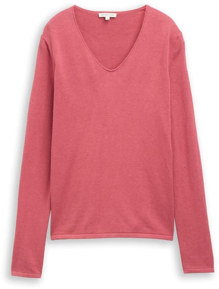 Tom Tailor - Gebreide trui met V-hals - Maat L - cozy pink