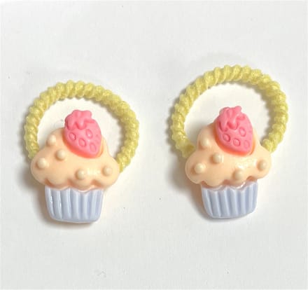 Haarelastiekjes - Cupcakes - Geel, roze, blauw - 2 Stuks