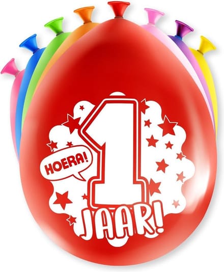 Happy Party ballonnen 1 jaar (8 stuks)