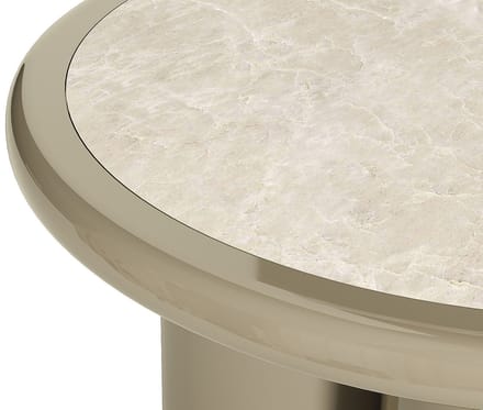 Vente-unique Salontafel van marmer en MDF - Beige en gelakt taupe - DIRAMA
