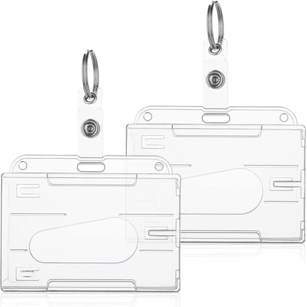 Badgehouders met sleutelhanger - Kaarthouders Set - Veilig Id Tonen - Stevig Polycarbonaat - Set van 2 - Transparant