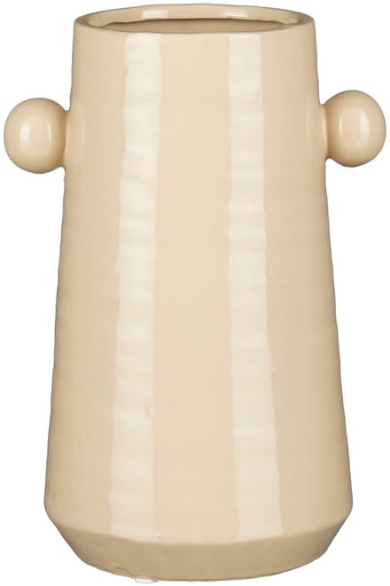 Mica Decorations Melle Vaas Beige - Uniek Design met Strepen & Knopjes