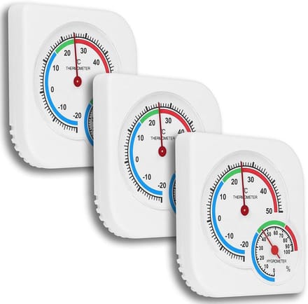 Analoge Thermometer Hygrometer - Binnen Buiten Meter - Klimaat Bewaking - Comfortbereik Indicator - 7.2cm Diameter - Wit