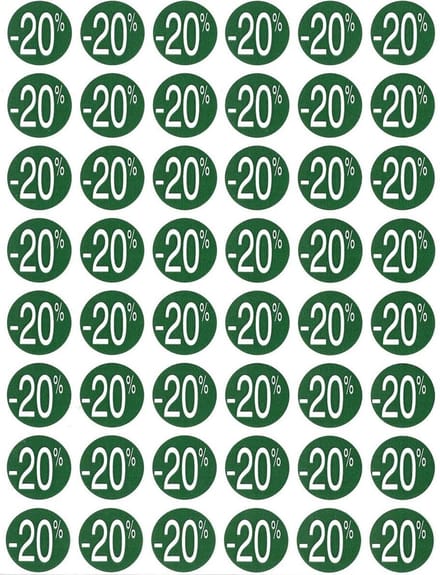 Agipa Kortinglabel -20%, groen, pak van 192 stuks, verwijderbaar