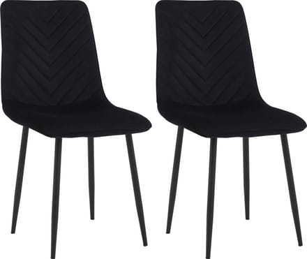 Colenis® - Senny Eetkamerstoel - Set Van 2 - Zwart - Fluweel - Industrieel - Eetkamerstoelen