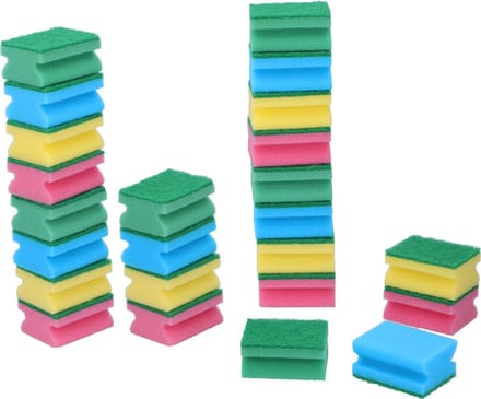 Dirt Devil Schuursponsjes - 96x stuks - gekleurd - huishoud/schoonmaak/afwas - sponzen
