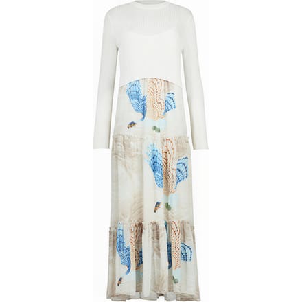 AllSaints Tilly Swoop Dress Ecru White Größe: 32 | Maxikleider Outlet | Damen | Braun