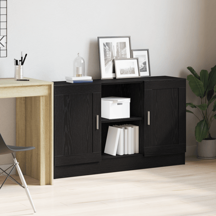 vidaXL - Dressoir - Zwart - Eiken - 120 - x - 30,5 - x - 70 - cm - Bewerkt - hout